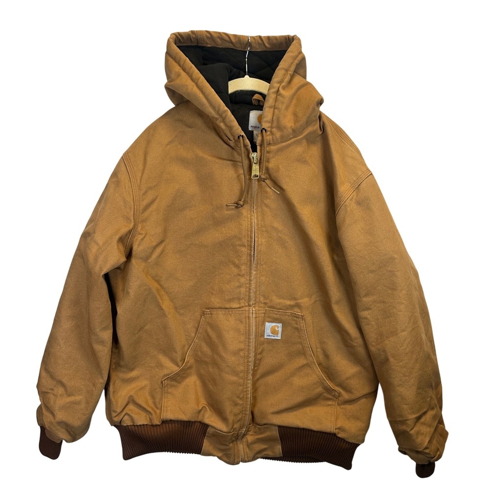 Carhartt J140-BRN Duck Quilted Flannel Lined Active Jacket Brown Mens Medium USA